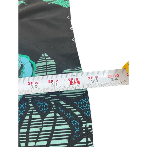 Bob Mackie Wearable Art 2X Teal Blue Floral Abstract Print Sheer Button Up Top - Picture 9 of 13